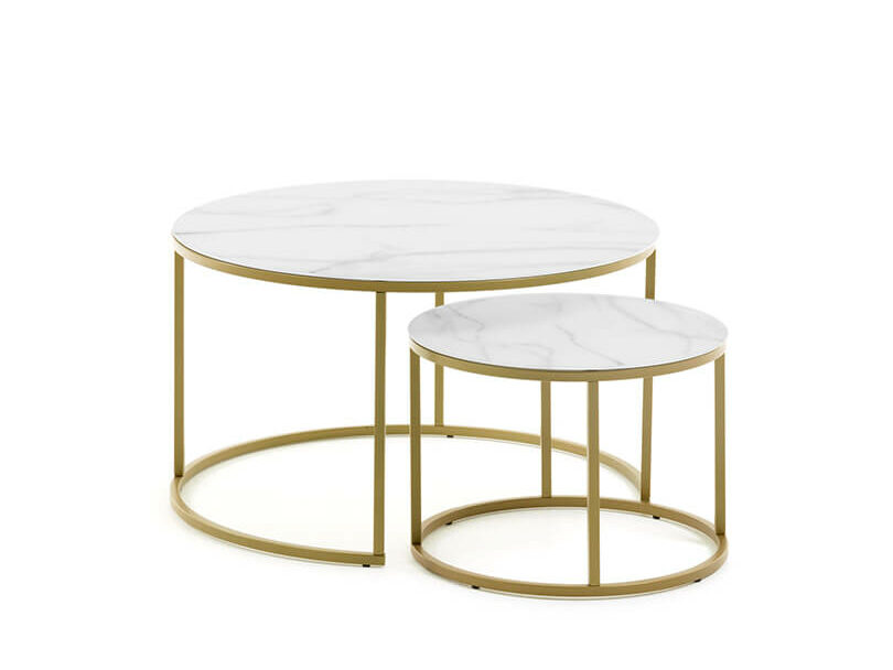 SET 2 ODKLADACÍCH STOLÍKOV LEONOR Ø 80 X 46 / Ø 50 X 36