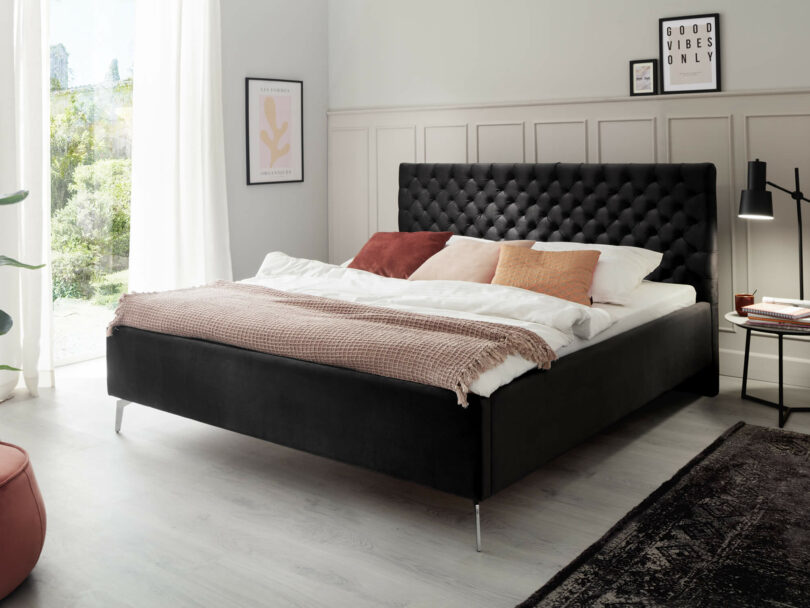 Čalúnená posteľ oliver s úložným priestorom 160 x 200 cm čierna