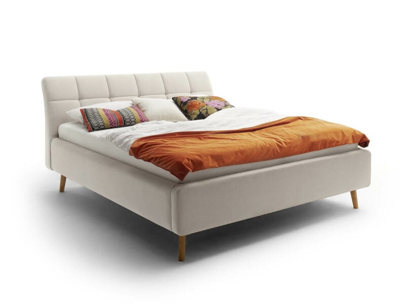 Čalúnená posteľ s prešívaným čelom lemina s úložným priestorom 160 x 200 cm béžová
