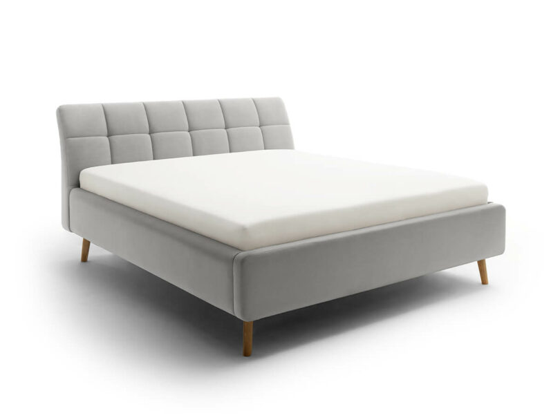Čalúnená posteľ s prešívaným čelom lemina s úložným priestorom 180 x 200 cm svetlo šedá