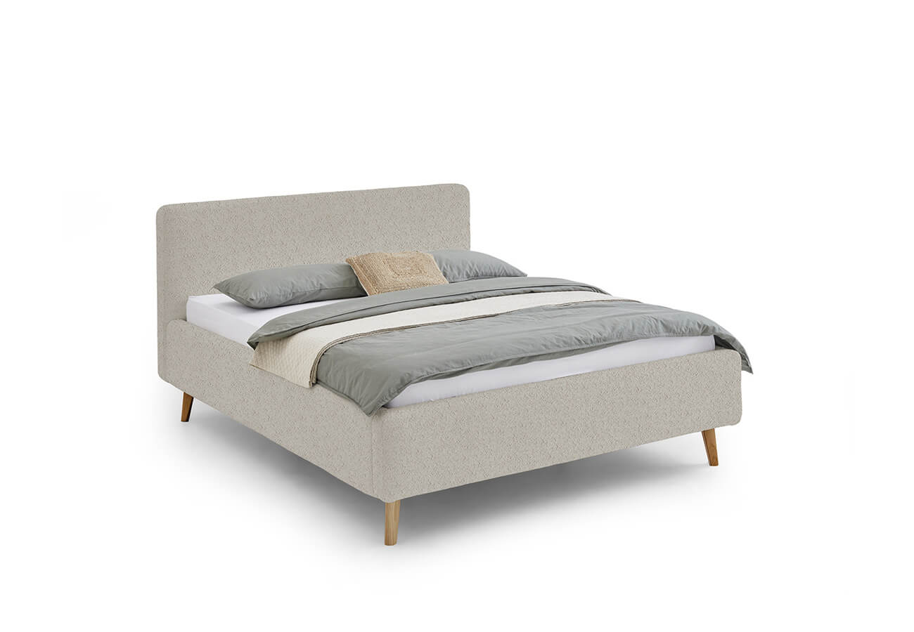 Dvojlôžková posteľ taupe s úložným priestorom 140 x 200 cm fleece béžová