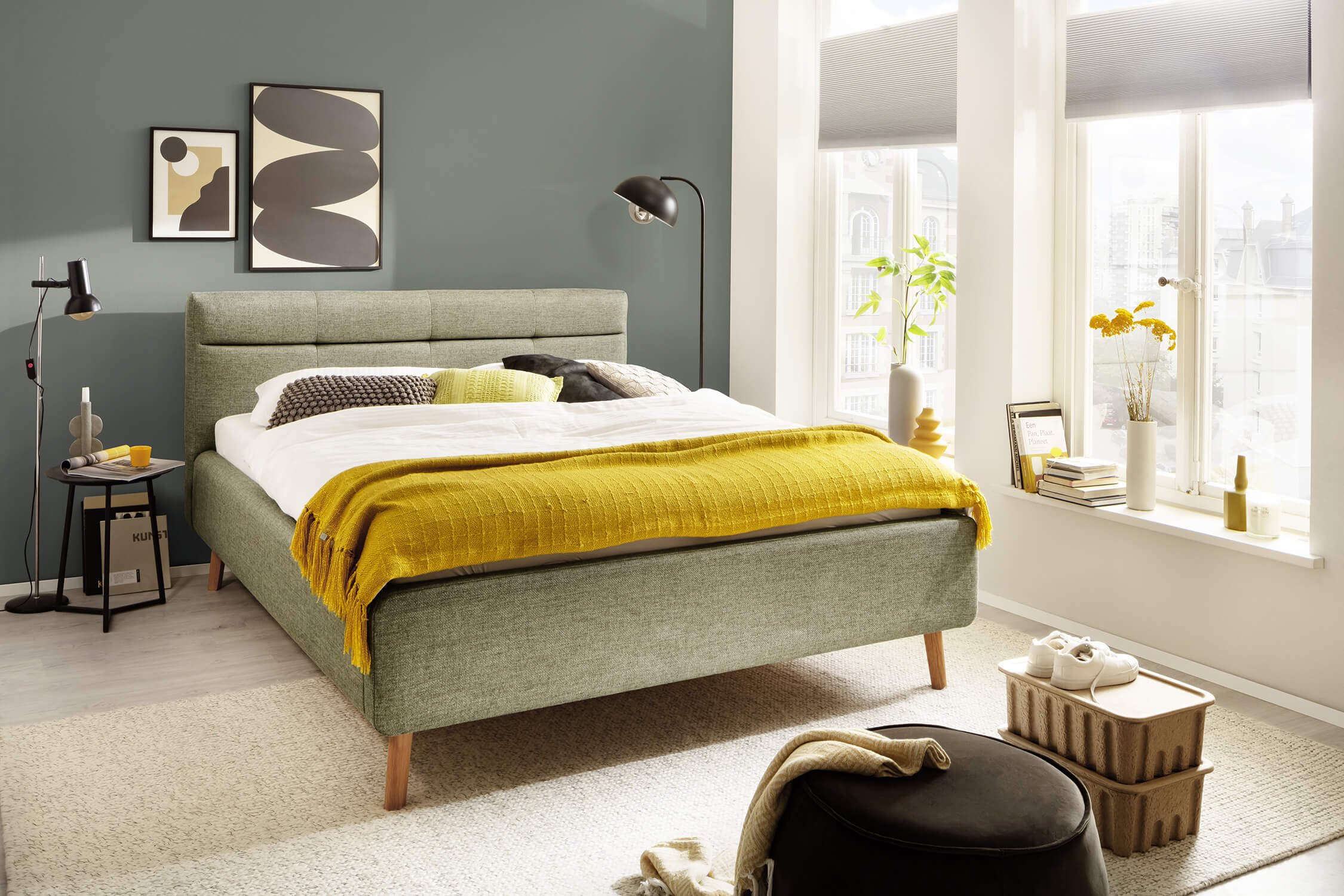 Dvojlôžková posteľ anika s úložným priestorom 140 x 200 cm zelená