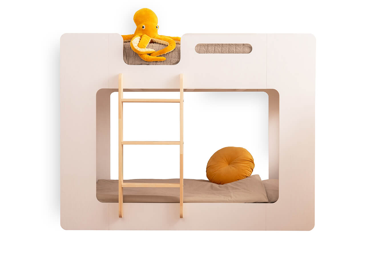 Detská poschodová posteľ mima 100 x 200 cm ľavá biela