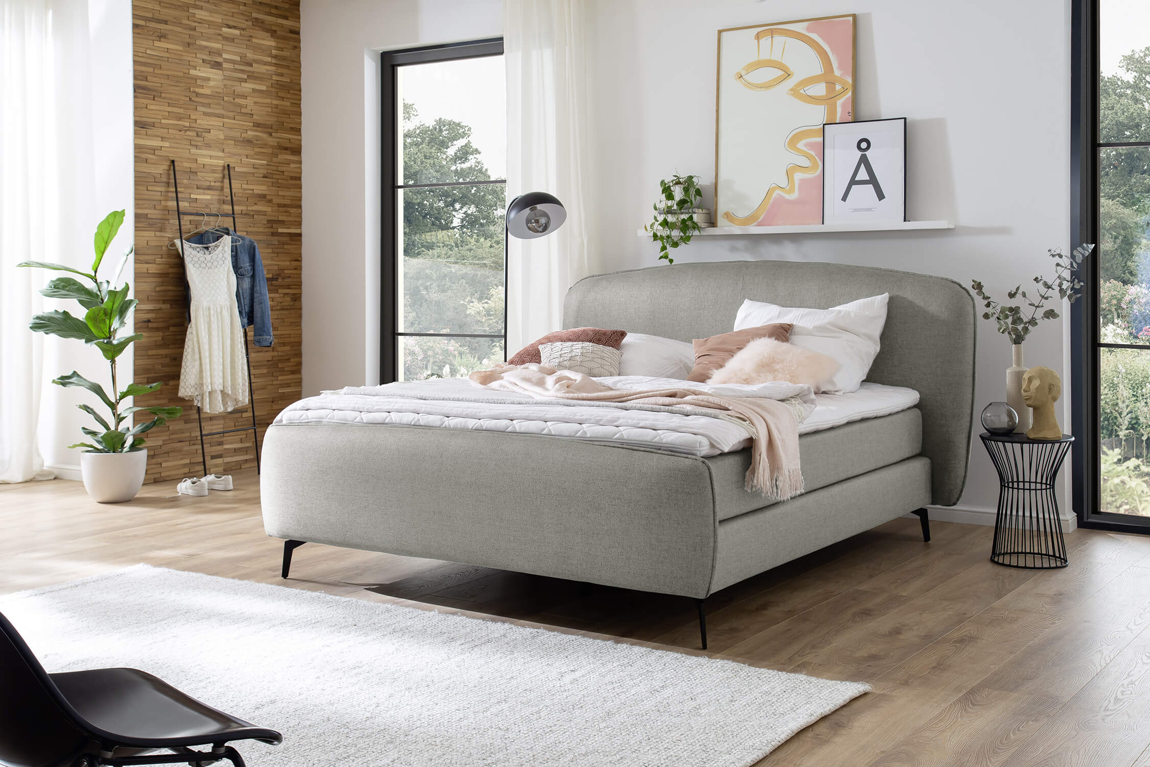 Boxspring postel molena 180 x 200 cm světle sivá