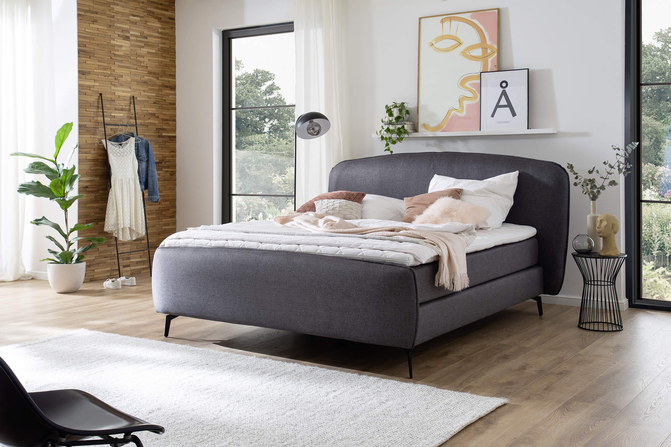 Boxspring posteľ molena 180 x 200 cm antracit