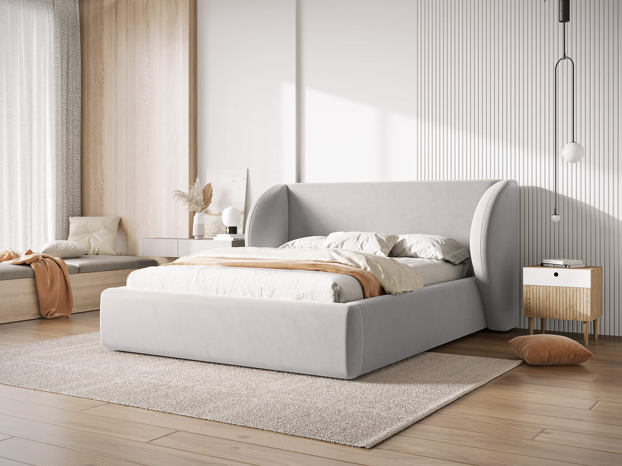Čalúnená posteľ milany s úložným priestorom 180 x 200 cm svetlo sivá