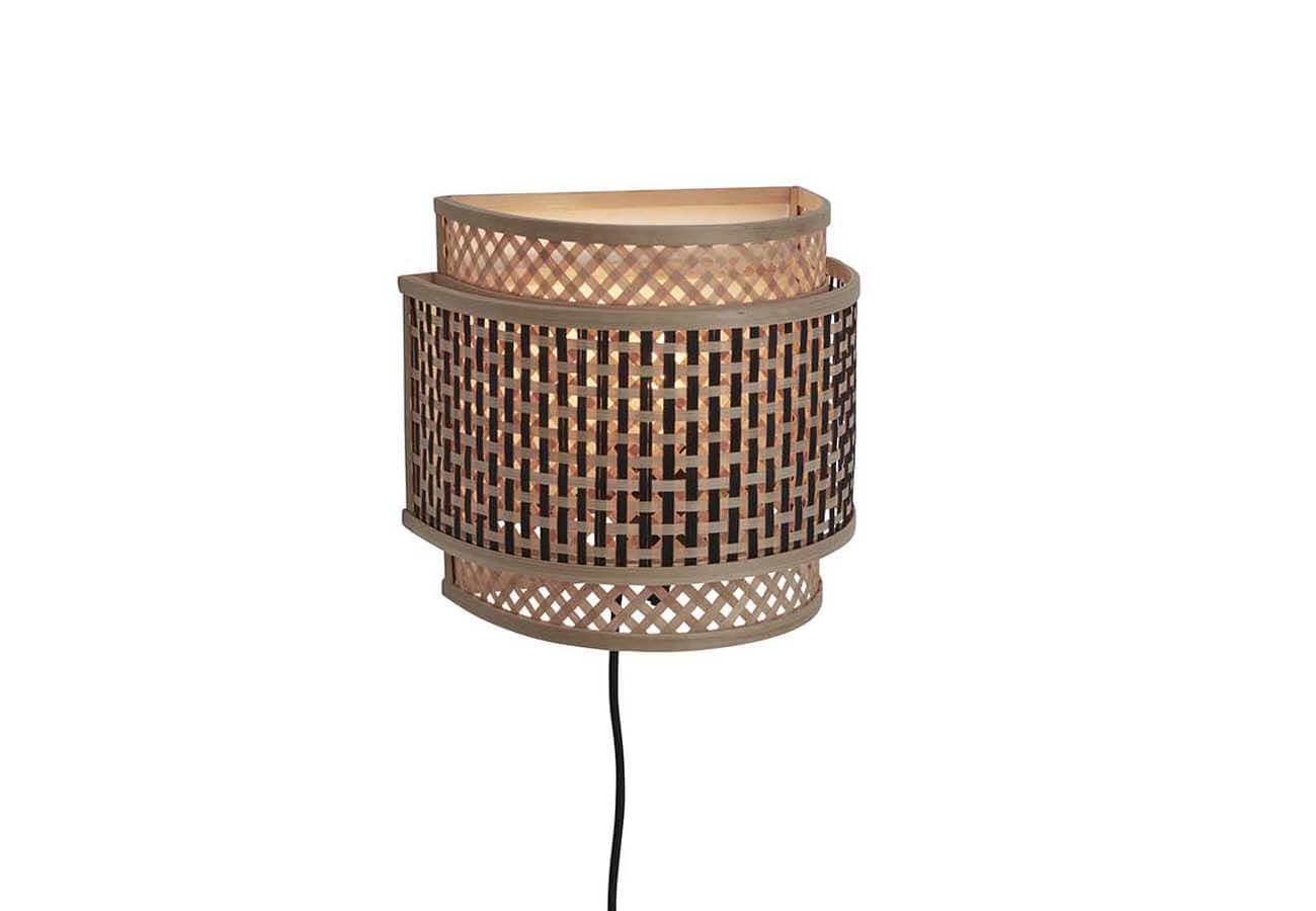 Nástenná lampa bhutan s 24 x 21 cm prírodná/čierna