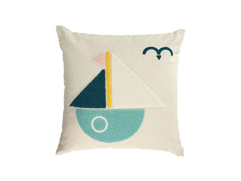 Bavlnená obliečka na vankúš Samudra s plachetnicou 45 x 45 cm