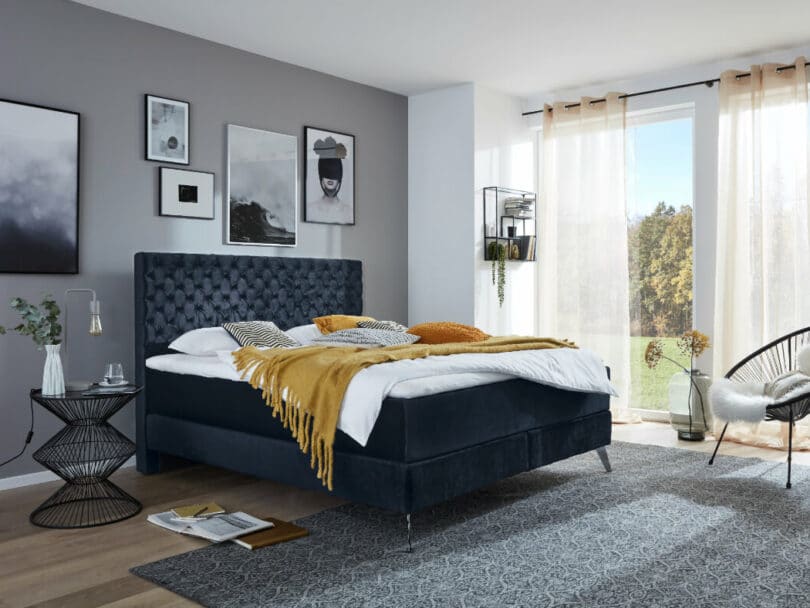 BOXSPRING POSTEĽ OLIVER 160 X 200 TMAVO MODRÁ